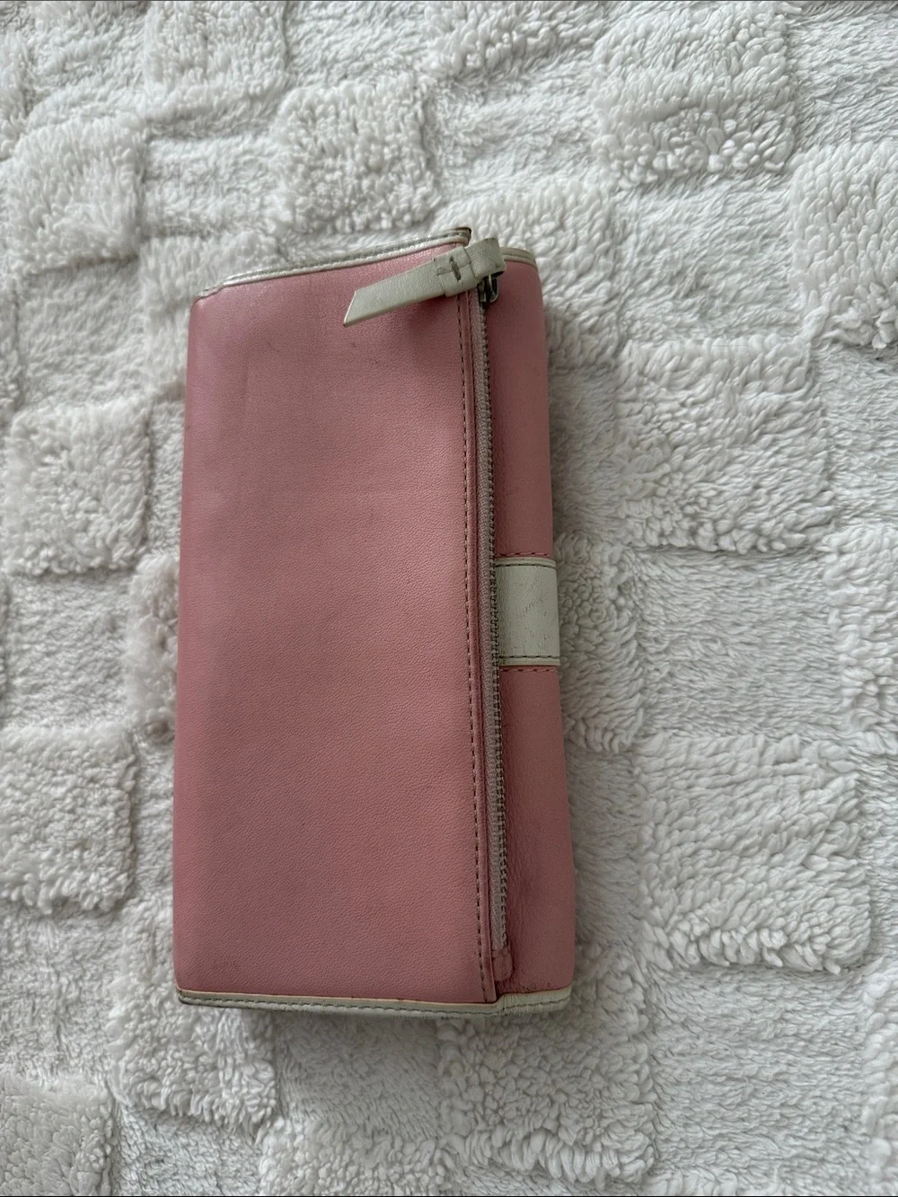 Coach Pink Leather Continental Wallet with Cream Accent